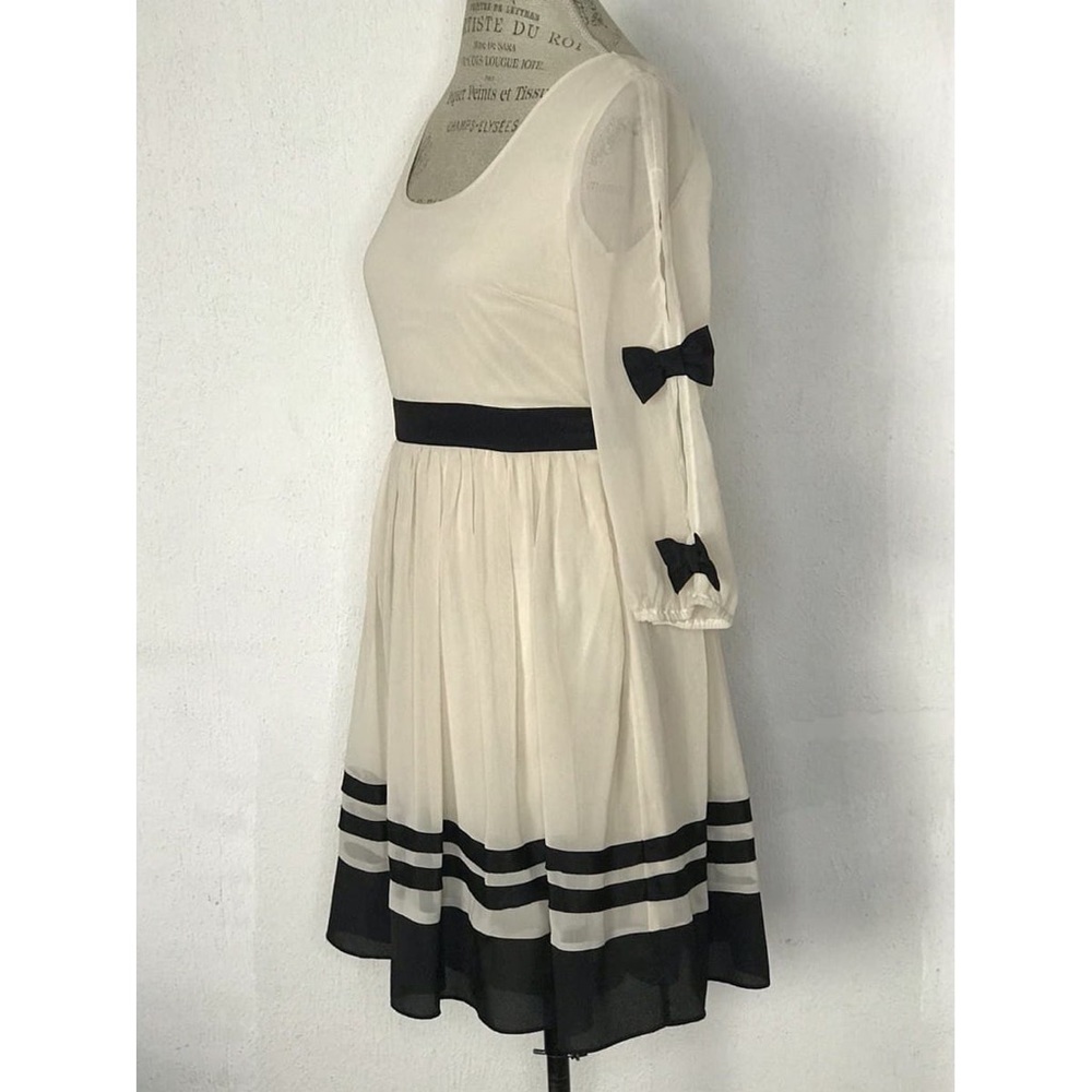 Anthropologie A'reeve Tea Dress Cream Black Size S - Picture 4 of 10